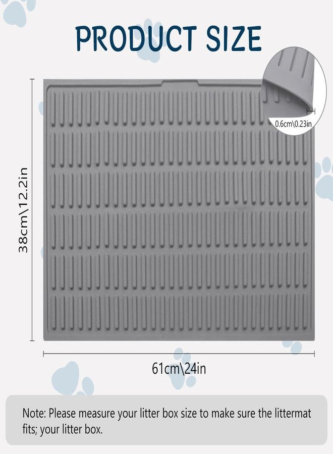 Qpets® Silicone Cat Litter Mat, Anti-Slip Cat Litter Mat, Grooved Trapping Design to Contain Litter & Mess Waterproof & Easy to Clean Wipe - 24x12 Inches - Image 2